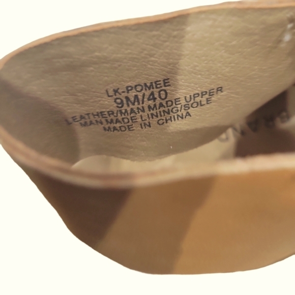 Lucky Brand Women's Tan Leather Pomee Buff Ankle Strap Wood Block Heels Size 9 - Picture 5 of 9